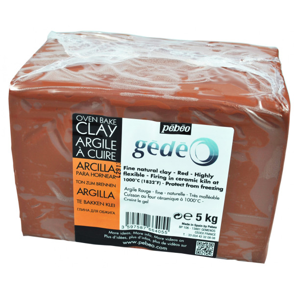photo-Bloc d'argile à cuire - Rouge - Sculpture - Poterie - Modelage - 5 kg - Pébéo