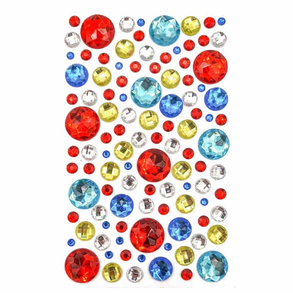photo-Stickers - Strass - Rond - Relief - Autocollant - Assortiment tailles et couleurs