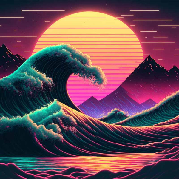 photo-Peinture au numéro - Adulte/Enfant - Modèle vagues - 30x40cm - Toile + peinture + pinceaux