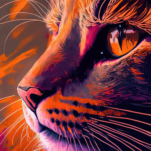 photo-Peinture au numéro - Adulte/Enfant - Modèle chat - 50x40cm - Toile + peinture + pinceaux