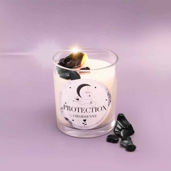 Kit - Fabrique une bougie - Parfum santal - Lithothérapie - Obsidienne - Graine créative