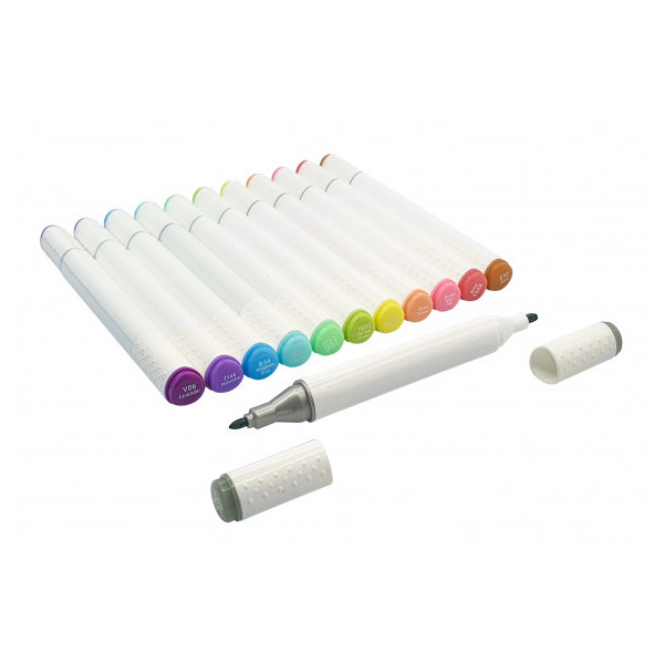 photo-Feutres à alcool - Double pointe - 12 couleurs pastels - Dessin, coloriage - CTOP