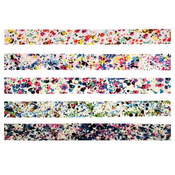 photo-Biais - Coton - Fleurs multicolores - 5 pièces - 1cmx1m - Couture - Loisirs créatifs