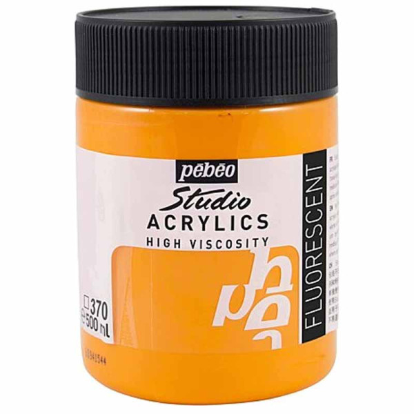 photo-Peinture acrylique - Orange fluo - 370 - Pébéo Studio - Pot de 500ml