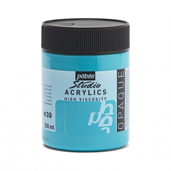 photo-Peinture acrylique - Bleu turquoise - 30 - Pébéo Studio - Pot de 500ml
