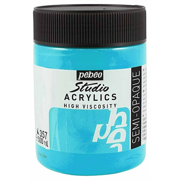 photo-Peinture acrylique - Bleu vert iridescent - 357 - Pébéo Studio - Pot de 500ml