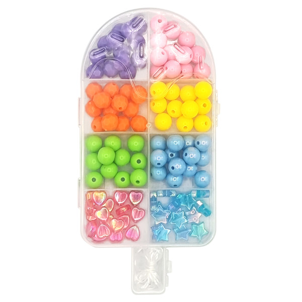 photo-Perles - Assortiments couleurs et formes - Acrylique - Fil inclus - 40g - Bijoux