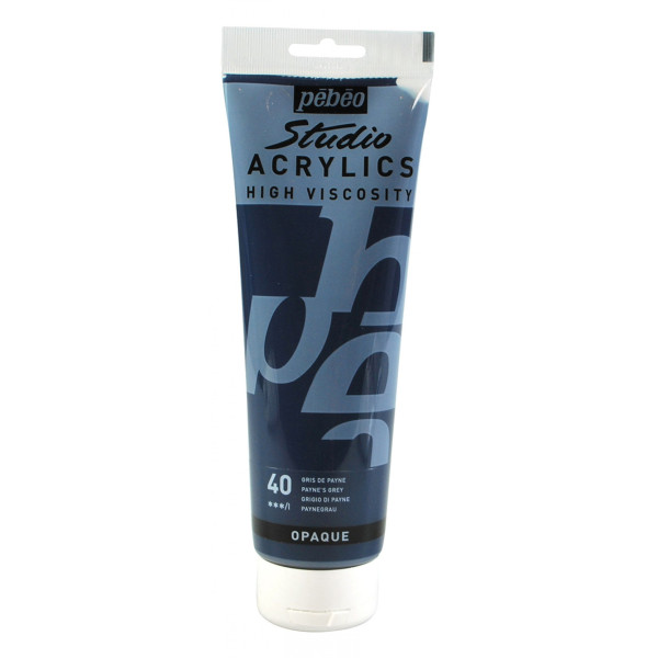 photo-Peinture acrylique - Gris de Payne - 40 - Pébéo Studio - Tube de 250 ml