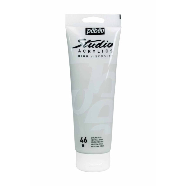 photo-Peinture acrylique - Gris neutre - 46 - Pébéo Studio - Tube de 250 ml