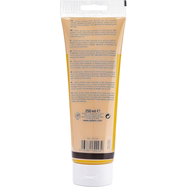 Peinture acrylique - Jaune cadmium moyen - 23 - Pébéo Studio - Tube de 250 ml