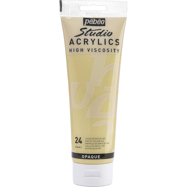 photo-Peinture acrylique - Jaune de Naples - 24 - Pébéo Studio - Tube de 250 ml