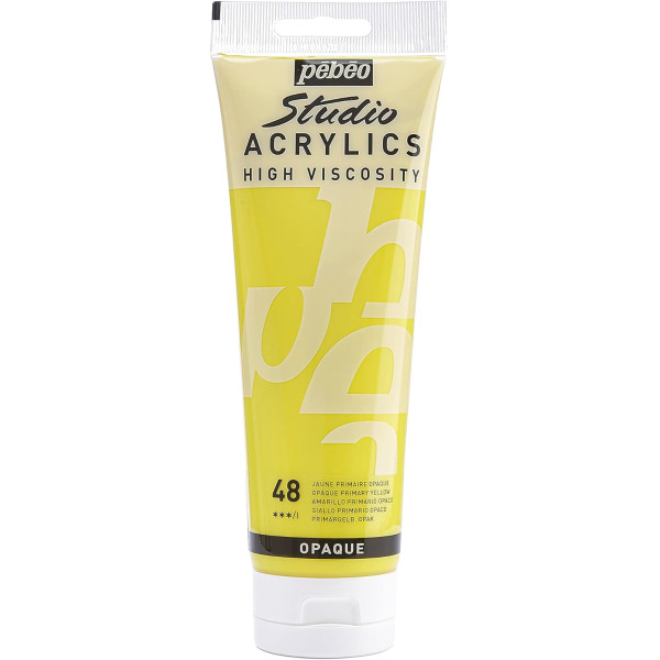 photo-Peinture acrylique - Jaune primaire - 48 - Pébéo Studio - Tube de 250 ml