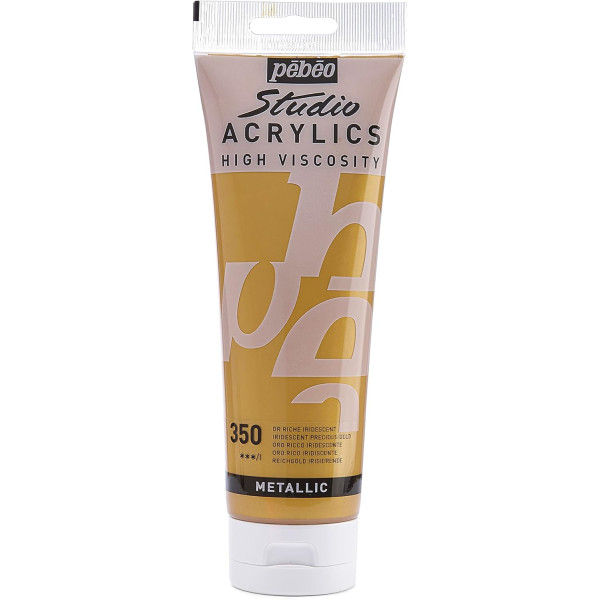 photo-Peinture acrylique - Or riche - 350 - Pébéo Studio - Tube de 250 ml