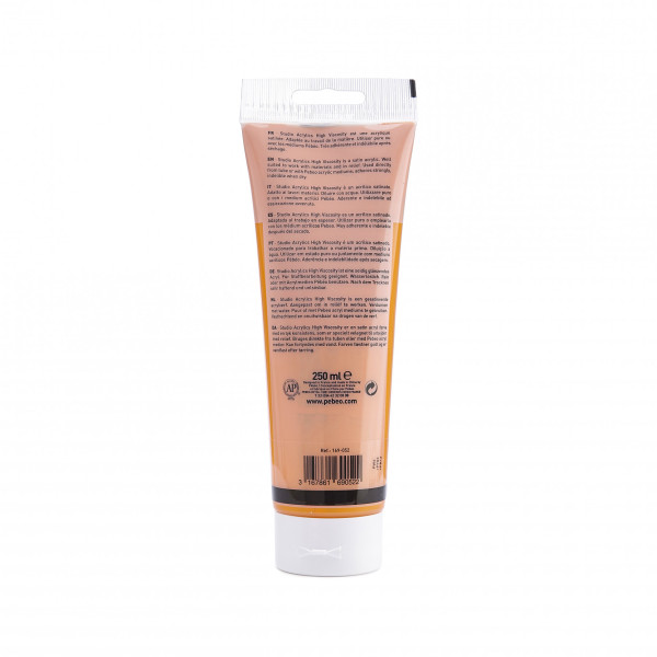 Peinture acrylique - Jaune cadmium foncé - 52 - Pébéo Studio - Tube de 250 ml