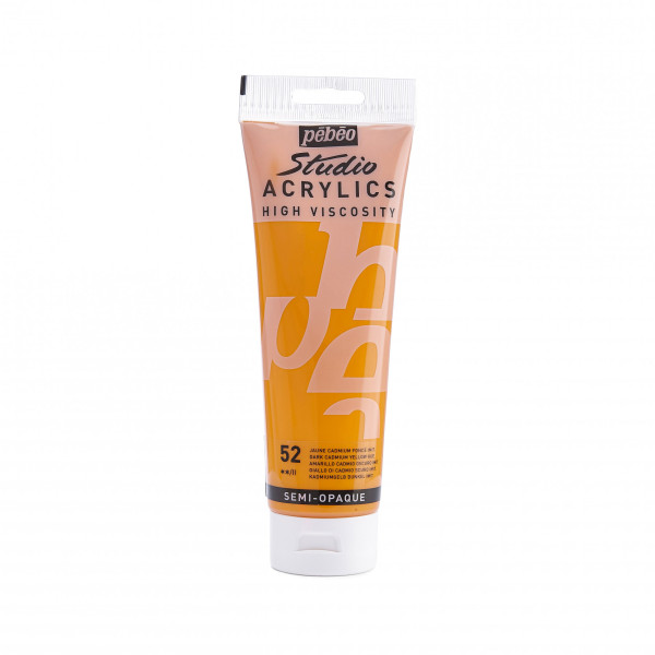 photo-Peinture acrylique - Jaune cadmium foncé - 52 - Pébéo Studio - Tube de 250 ml