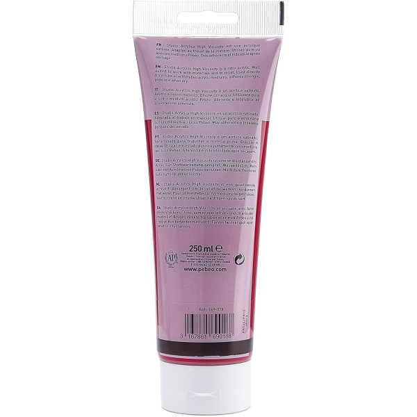 Peinture acrylique - Vermillon - 19 - Pébéo Studio - Tube de 250 ml