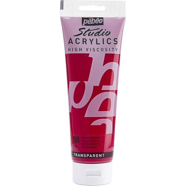 photo-Peinture acrylique - Magenta primaire - 50 - Pébéo Studio - Tube de 250 ml
