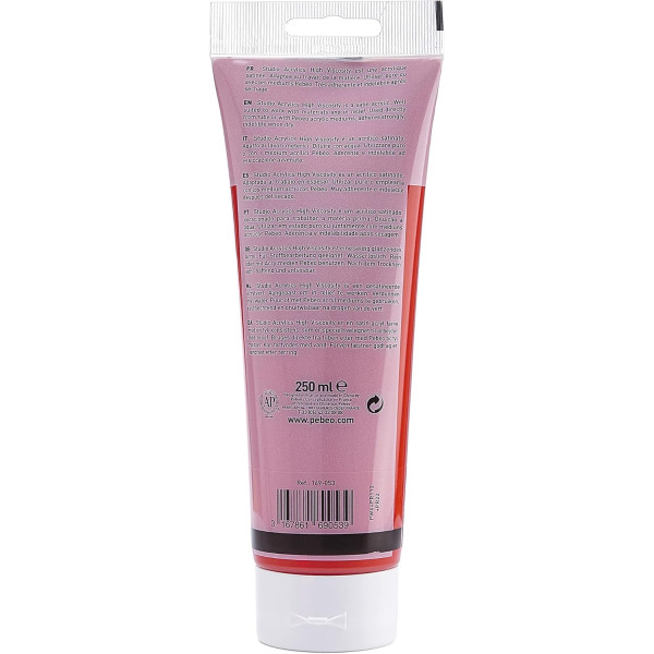 Peinture acrylique - Rouge cadmium foncé - 53 - Pébéo Studio - Tube de 250 ml