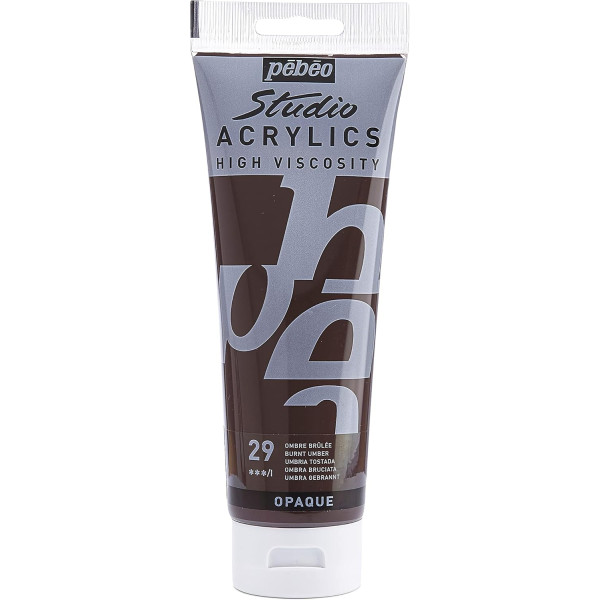 photo-Peinture acrylique - Ombre brûlée - 29 - Pébéo Studio - Tube de 250 ml