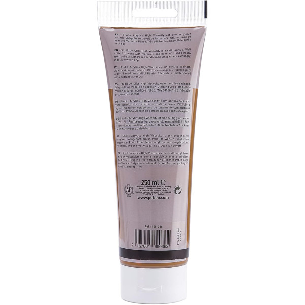 Peinture acrylique - Sienne naturelle - 36 - Pébéo Studio - Tube de 250 ml