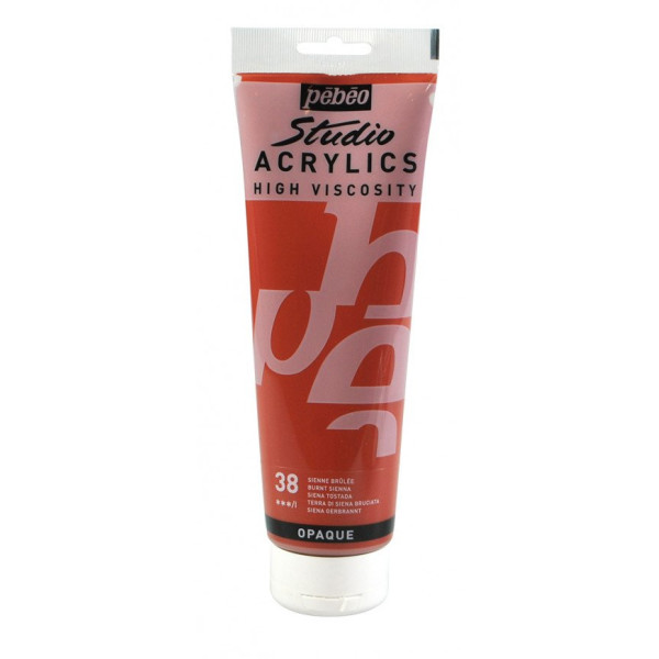 photo-Peinture acrylique - Sienne brûlée - 38 - Pébéo Studio - Tube de 250 ml