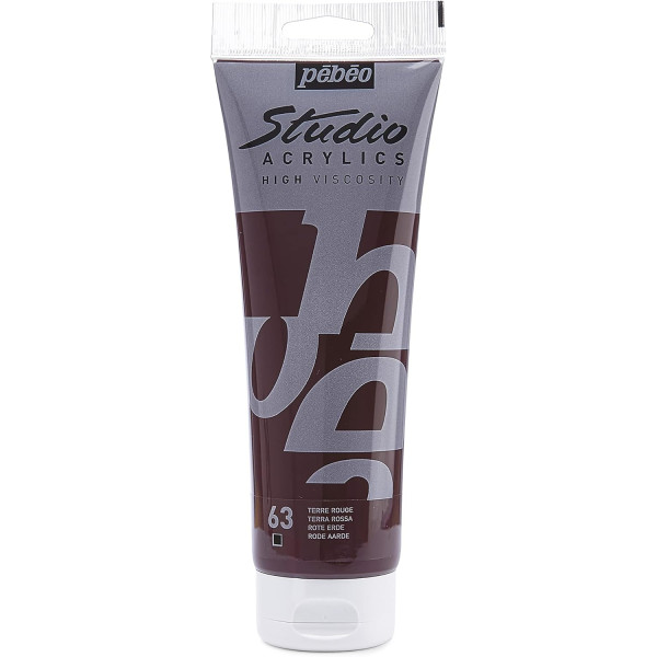 photo-Peinture acrylique - Terre rouge - 63 - Pébéo Studio - Tube de 250 ml