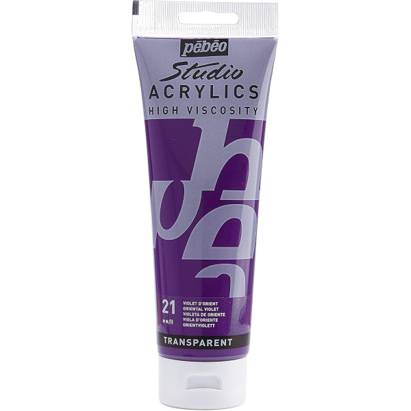 photo-Peinture acrylique - Violet d'orient - 21 - Pébéo Studio - Tube de 250 ml