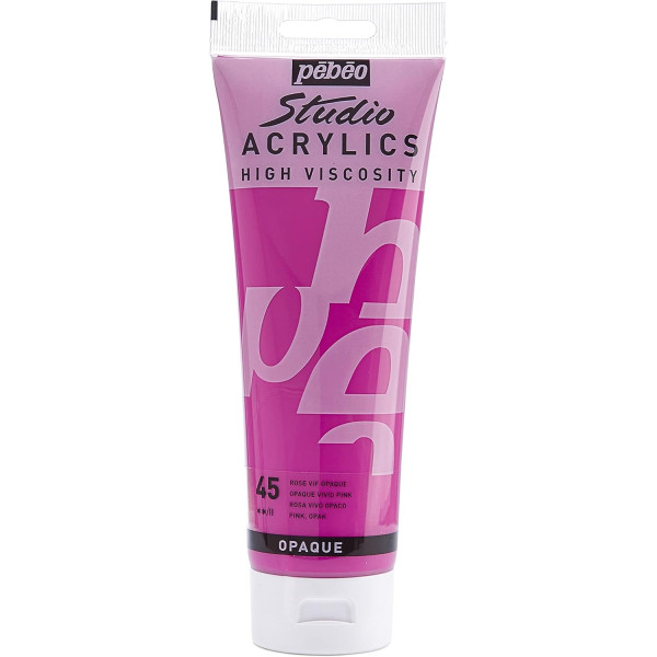 photo-Peinture acrylique - Rose vif - 45 - Pébéo Studio - Tube de 250 ml
