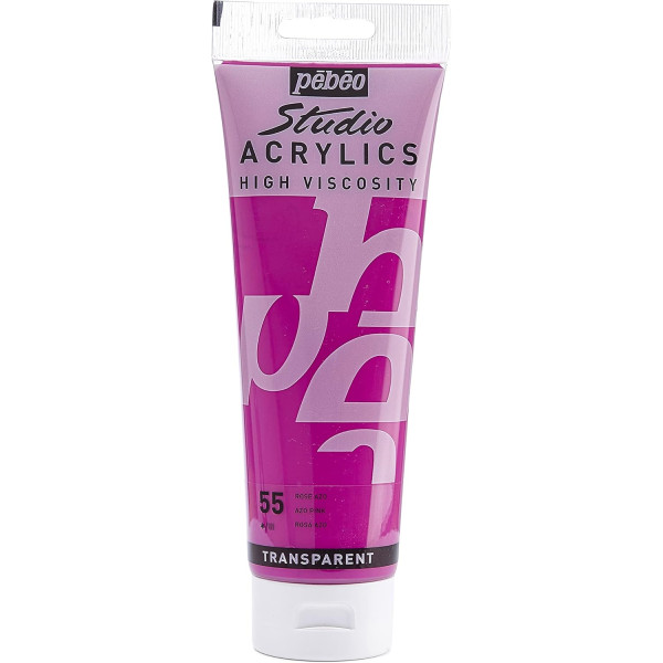 photo-Peinture acrylique - Rose azo - 55 - Pébéo Studio - Tube de 250 ml