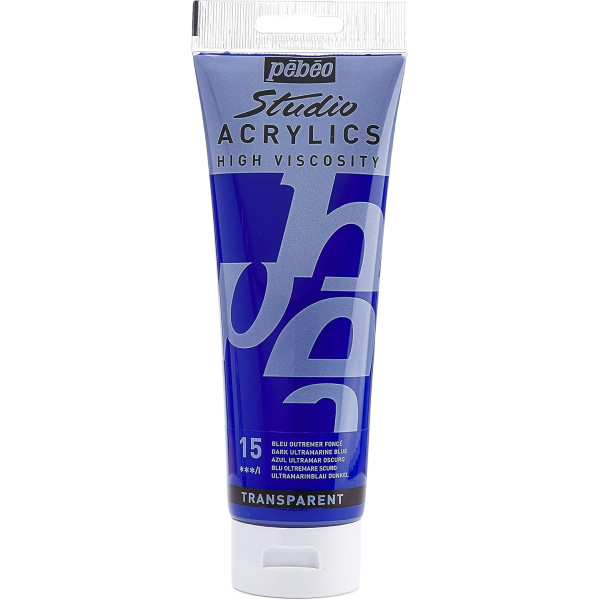 photo-Peinture acrylique - Bleu outremer foncé - 15 - Pébéo Studio - Tube de 250 ml