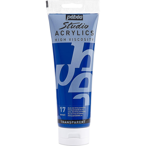 photo-Peinture acrylique - Bleu phtalocyanine - 17 - Pébéo Studio - Tube de 250 ml