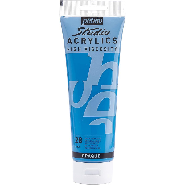 photo-Peinture acrylique - Bleu céruléum - 28 - Pébéo Studio - Tube de 250 ml