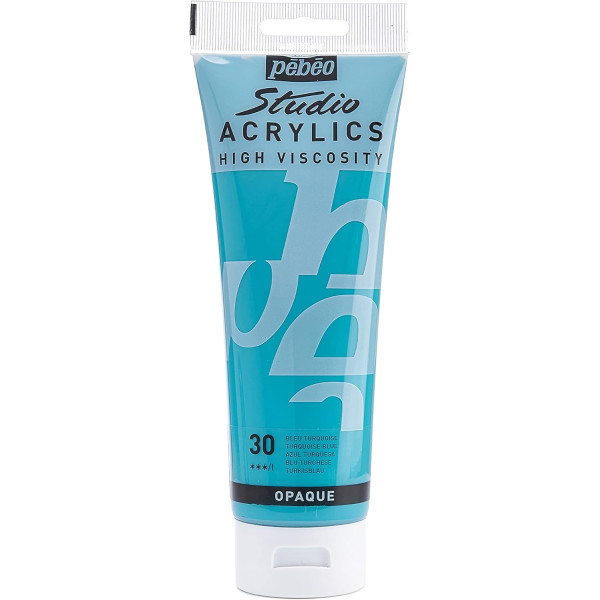 photo-Peinture acrylique - Bleu turquoise - 30 - Pébéo Studio - Tube de 250 ml