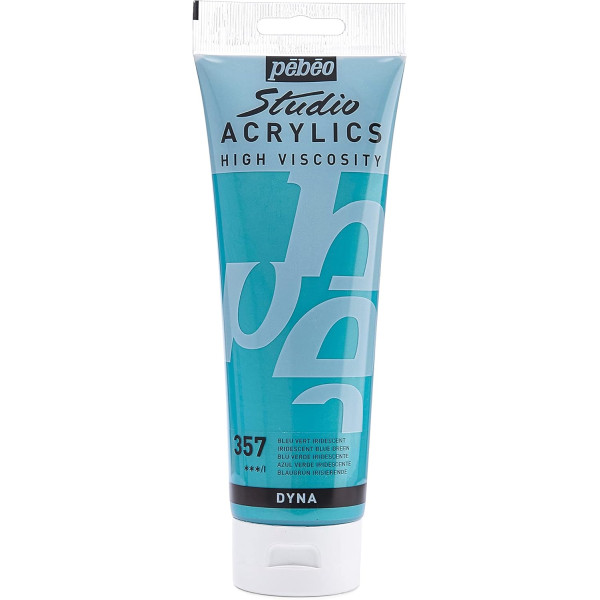 photo-Peinture acrylique - Bleu vert iridescent - 357 - Pébéo Studio - Tube de 250 ml