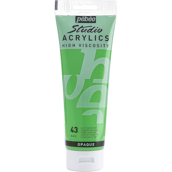 photo-Peinture acrylique - Vert cadmium - 43 - Pébéo Studio - Tube de 250 ml