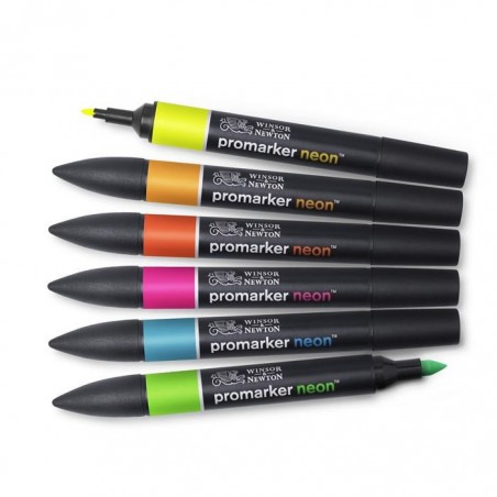 Lot de 6 feutres Promaker Néon - Winsor et Newton | Surdiscount