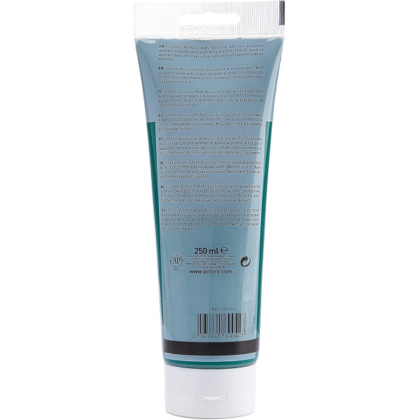 Peinture acrylique - Emeraude phtalocyanine - 42 - Pébéo Studio - Tube de 250 ml