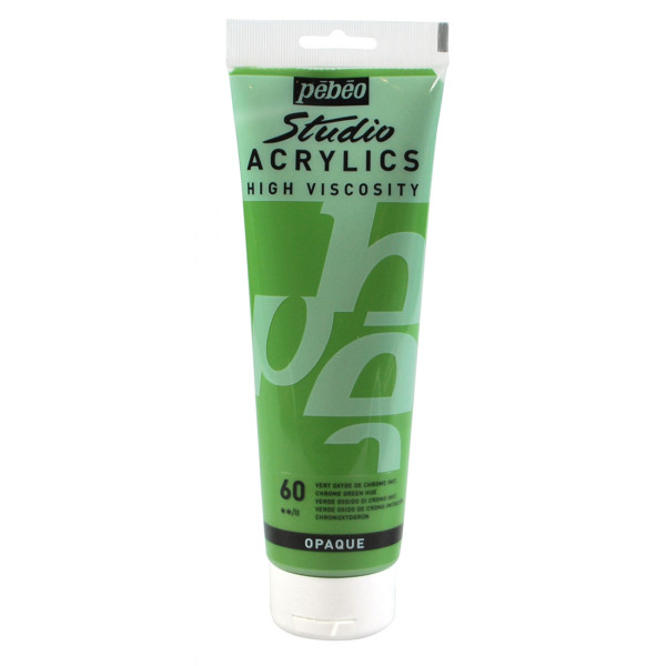 photo-Peinture acrylique - Vert oxyde de chrome - 60 - Pébéo Studio - Tube de 250 ml