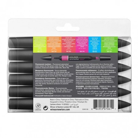 Lot de 6 feutres Promaker Néon - Winsor et Newton | à seulement 14,95 €