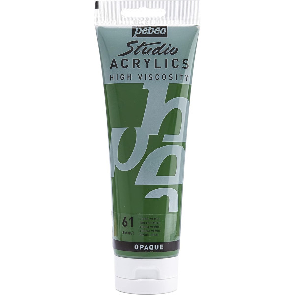 photo-Peinture acrylique - Terre verte - 61 - Pébéo Studio - Tube de 250 ml