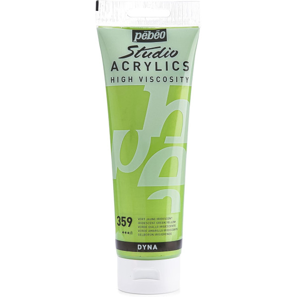 photo-Peinture acrylique - Vert jaune iridescent - 359 - Pébéo Studio - Tube de 250 ml