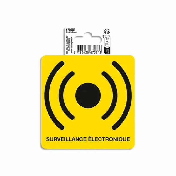 photo-Signalétique - Adhésif - Surveillance électronique - 10x10cm - PVC