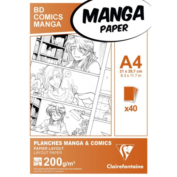 photo-Bloc dessin - A4 21 x 29,7cm - BD Comics Manga - Papier layout - Clairefontaine