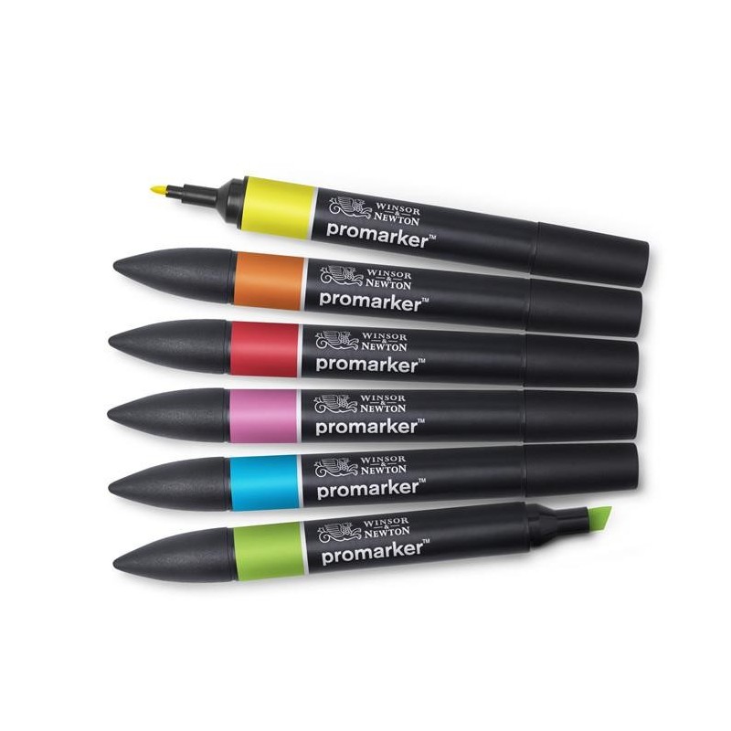 Lot de 6 Feutres Promarker - tons vifs - Winsor et Newton | Surdiscount