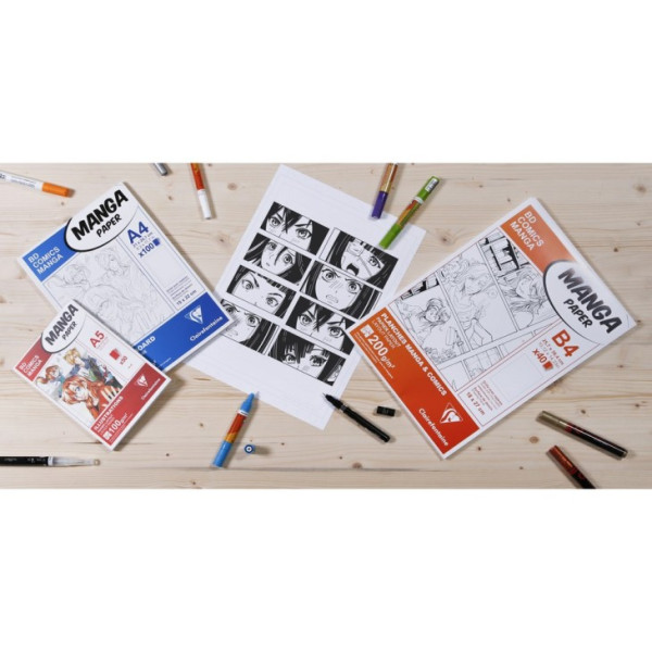 Bloc dessin - A4 21 x 29,7cm - BD Comics Manga - Papier layout - Clairefontaine
