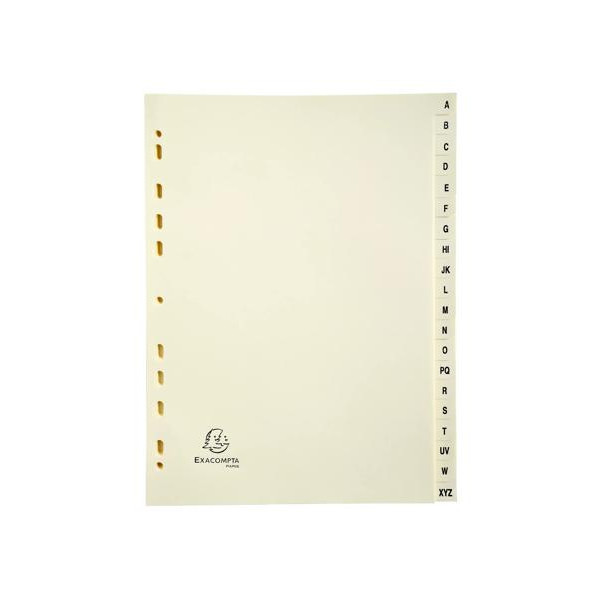 Intercalaires - A4 - 20 touches - Alphabétique - A-Z - Beige - Pour classeur - Exacompta