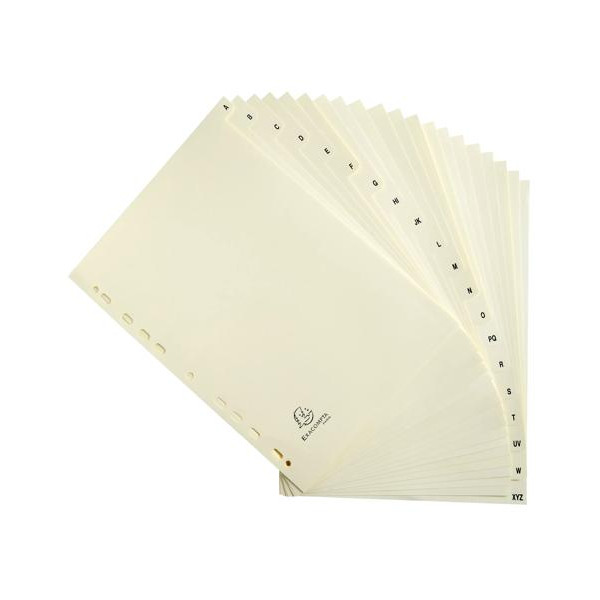 Intercalaires - A4 - 20 touches - Alphabétique - A-Z - Beige - Pour classeur - Exacompta