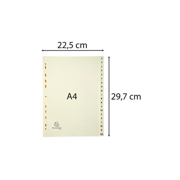 Intercalaires - A4 - 20 touches - Alphabétique - A-Z - Beige - Pour classeur - Exacompta