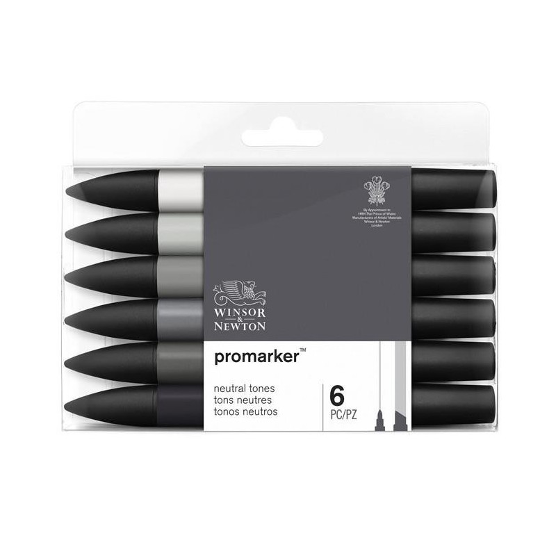 Lot de 6 feutres Promaker tons neutres - Winsor et Newton pas cher