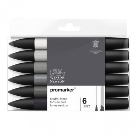 Lot de 6 feutres Promaker tons neutres - Winsor et Newton pas cher